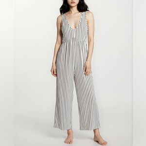 Ava Sky Fighting Eel Santana Striped Jumpsuit XS knit modal